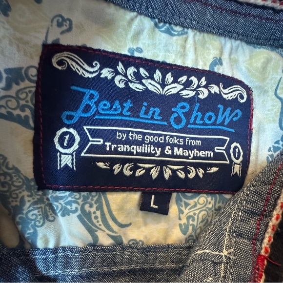 Best in Show by Tranquility Mayhem bulldog Button Down L mt22 - Picture 7 of 8